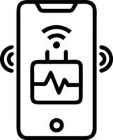Plain orange background with robotic health app icon vector