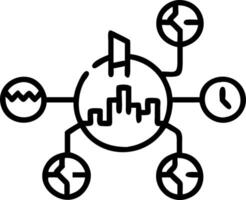 Plain green background with interconnected city icons and copy space vector