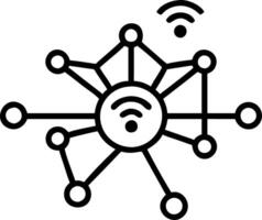 Plain blue background with glowing network nodes and copy space vector