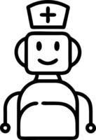 Plain blue background with robotic nurse icon and copy space vector