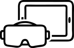 Plain background with VR headset and tablet and copy space vector