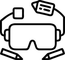 Plain background with VR headset and office supplies and copy space vector