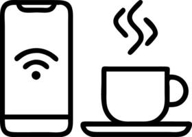 Plain Background with Smartphone and Coffee in a Modern Cafe vector