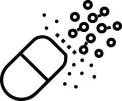 Plain background with pill bottle emitting digital particles and copy space vector