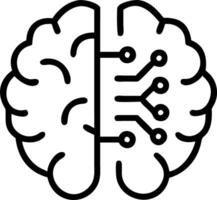 Plain background with human brain and circuit board merging vector