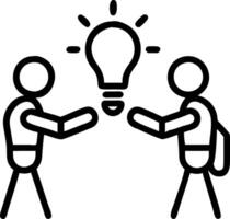 Plain background with human and robot sharing a light bulb vector