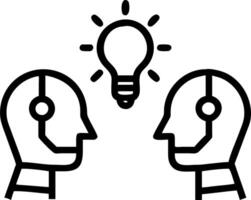 Plain background with human and robot exchanging ideas vector