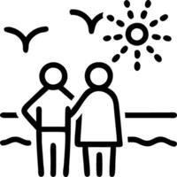 Plain Background with Family Watching Fireworks Over the Ocean vector