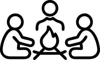 Plain Background with Family Sitting Around a Beach Bonfire vector