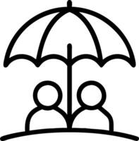 Plain Background with Family Standing Under a Beach Umbrella vector