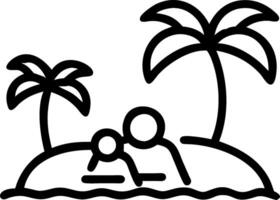 Plain Background with Family Relaxing Under Palm Trees on the Beach vector