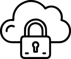 Plain background with cloud network security symbols and digital lock with copy space vector