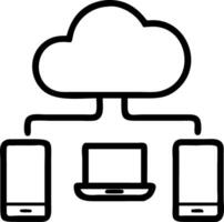 Plain background with cloud network icons and digital devices with copy space vector