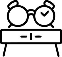 Plain Background with Alarm Clock and Eyeglasses on a Nightstand vector