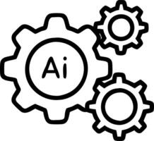 Plain background with AI gears integrating into customer support icons and copy space vector