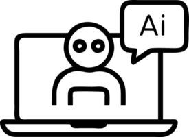 Plain background with AI chatbot emerging from laptop screen and copy space vector