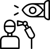 Optometrist using digital eye examination equipment vector