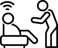 Patient engaging with robotic companion during recovery vector