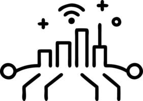 Night cityscape with light trails forming network patterns vector