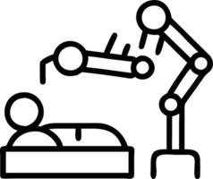 Medical students learning with robotic simulation equipment vector