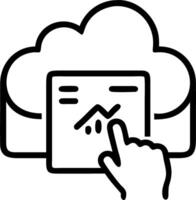 Managers reviewing cloud analytics dashboard on tablet with copy space vector
