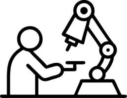 Medical researcher using robotic equipment in laboratory vector