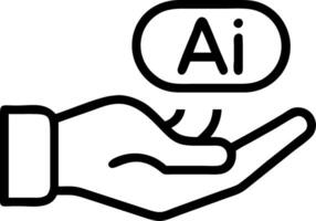 Macro shot of hand holding a tiny AI robot vector