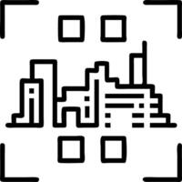 Macro shot of a QR code with a city skyline embedded vector