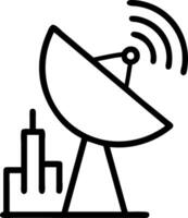 Macro shot of a satellite dish with city reflection on its surface vector