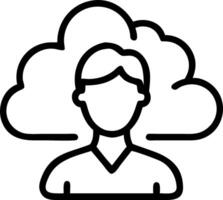 Macro portrait of businessperson with cloud network overlay and copy space vector
