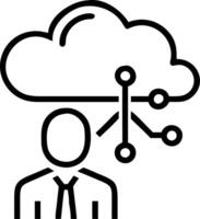 Macro portrait of business leader analyzing cloud data on holographic display with copy space vector
