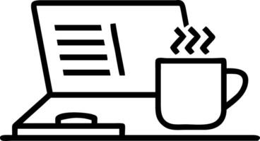 Macro of Open Laptop with Coffee Mug and Study Notes vector