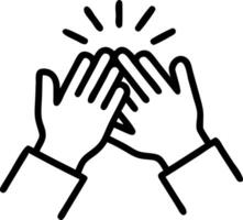 Macro of Hands in a High Five Against a Modern Office Background vector
