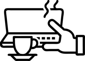 Macro of Fingers Typing on Laptop Keyboard with Coffee Beside vector