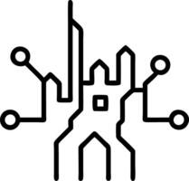 Macro image of a circuit board forming a city skyline vector