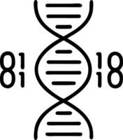 Macro image of DNA strand with binary code overlay vector