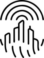 Macro image of a fingerprint with cityscape embedded in ridges vector