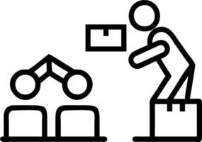 Logistics workers coordinating with robotic warehouse systems vector