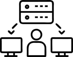 IT specialist monitoring AI systems in server room vector