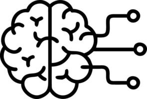 Human brain connected to digital network with robotic elements vector