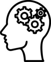 Human silhouette merging with robotic gears over abstract background vector