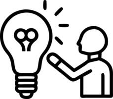 Human and robot sharing light bulb idea over abstract background vector