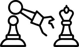 Human and robot playing chess over abstract background vector