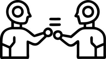 Human and robot exchanging digital data streams vector