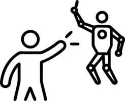 Human and robot reaching for the same goal over abstract background vector