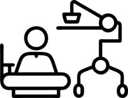 Hospital staff using robotic device for patient meal delivery vector