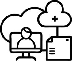 Healthcare administrator reviewing data on cloud based system vector