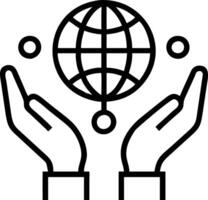 Hands holding a glowing globe with network connections over bokeh vector