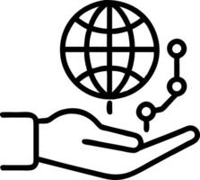 Hand holding a holographic globe with data lines over bokeh background vector