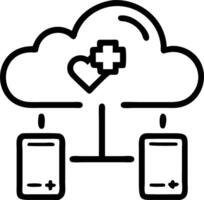Healthcare professionals accessing patient data via cloud vector